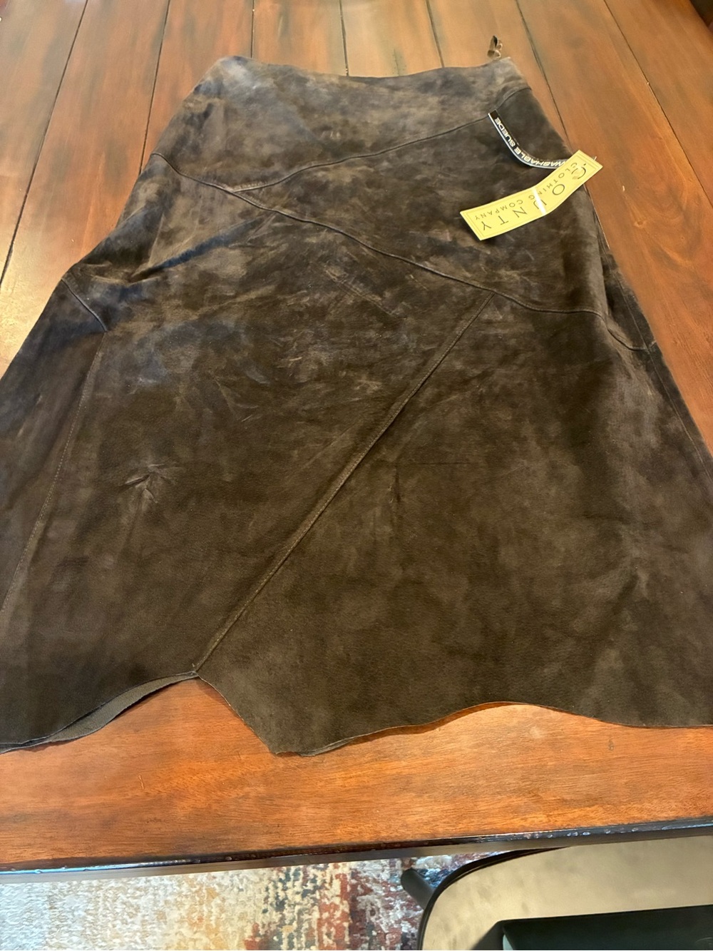 Suede Asymmetrical Brown Women's Skirt